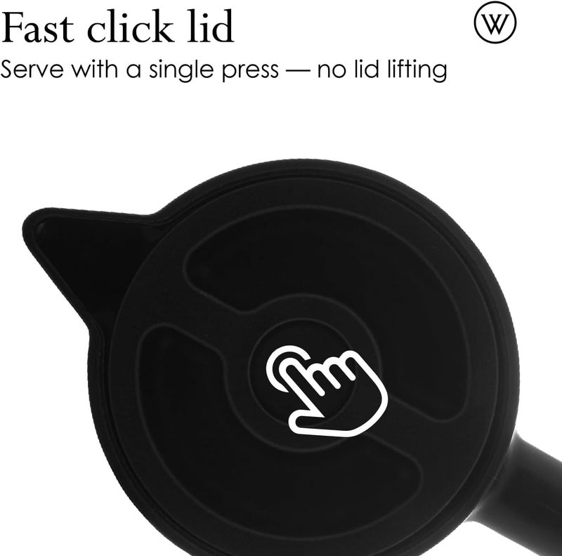 WLFF - Thermal Coffee Carafe - 34oz / 1L Insulated Plastic Exterior Carafe for Hot or Cold Drinks - Leakproof Coffee and Tea Dispenser with Wood-like Handle and Glass Liner - Black, 34floz/1L - Image 5